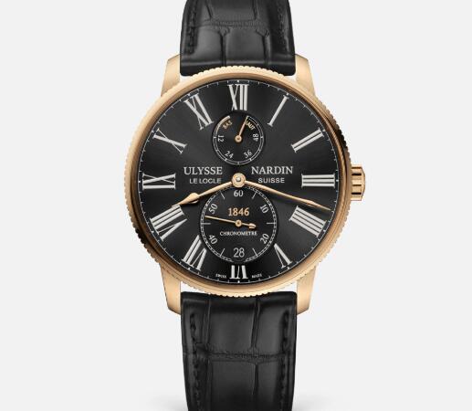 Ulysse Nardin Marine Torpilleur Rose Gold Black Alligator Replica Watch 1182-310/42