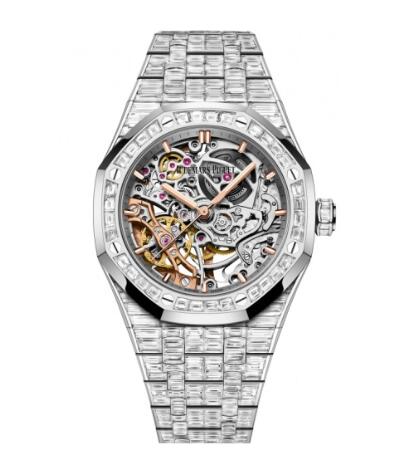 Audemars Piguet 15469BC.ZZ.1260BC.01 Royal Oak 37 Double Balance Wheel Openworked White Gold Replica Watch