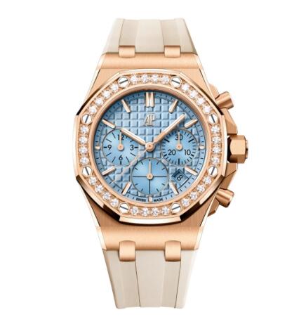 Audemars Piguet Royal Oak OffShore 26231 Lady Chronograph Pink Gold DIamond Blue Replica Watch 26231OR.ZZ.A085CA.01