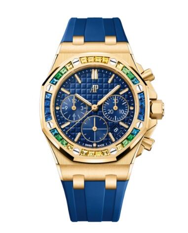 Audemars Piguet Royal Oak OffShore 26231 Lady Chronograph Yellow Gold Sapphire Blue Replica Watch 26236BA.YY.D346CA.01