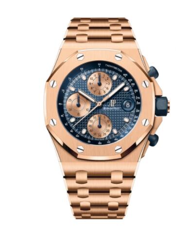 Audemars Piguet Royal Oak Offshore Pink Gold Blue Bracelet Replica Watch 26238OR.OO.2000OR.01