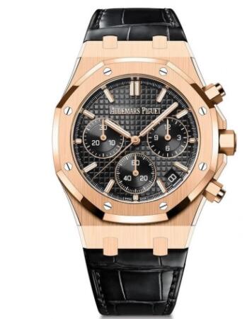 2022 Audemars Piguet Royal Oak Chronograph 41 Pink Gold / Black / Strap Replica Watch 26240OR.OO.D002CR.01