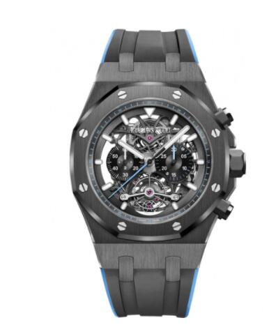 Audemars Piguet Royal Oak Tourbillon Chronograph Openworked Ceramic Blue Replica Watch 26343CE.OO.D002CA.02