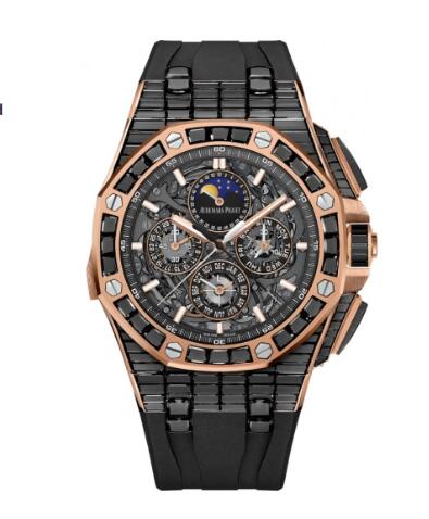 Audemars Piguet 26583OR.SS.A002CA.01 Royal Oak OffShore Grande Complication Pink Gold Black Sapphire Skeleton Replica Watch