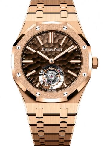 Audemars Piguet Royal Oak Self-Winding Flying Tourbillon Pink Gold Frosted replica watch 26730OR.GG.1320OR.01