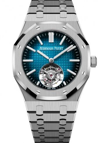 Audemars Piguet Royal Oak Self-Winding Flying Tourbillon Titanium Blue Replica Watch 26730TI.OO.1320TI.04