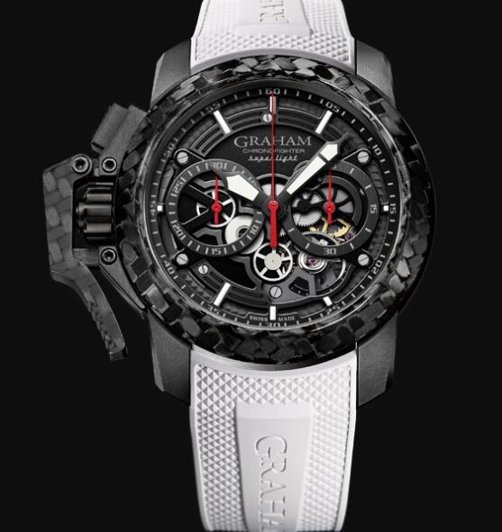 Replica Graham Watch CHRONOFIGHTER SUPERLIGHT CARBON SKELETON BLACK (WHITE RUBBER) 2CCBK.B25A