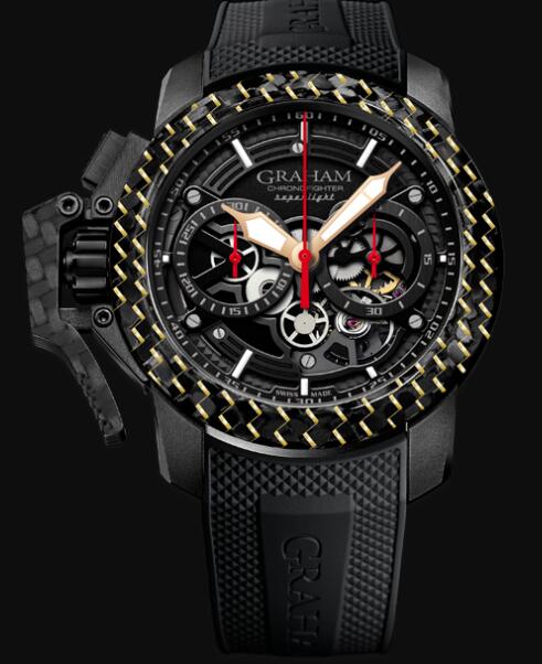 Graham CHRONOFIGHTER SUPERLIGHT CARBON SKELETON BLACK (BLACK RUBBER) Replica Watch 2CCBK.B25B