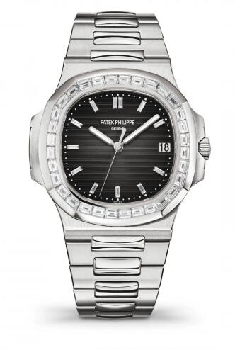 Patek Philippe Nautilus 5711 Platinum Baguette Gradient Black Replica Watch 5711/110P-001