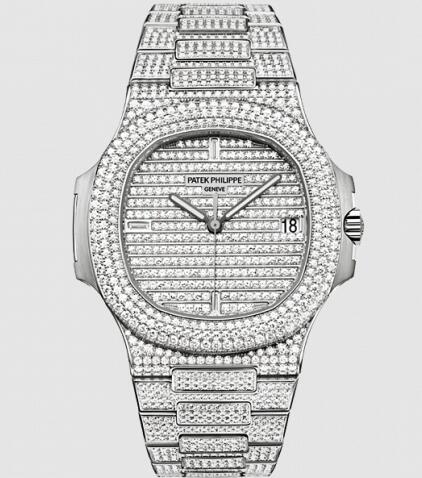 Patek Philippe Nautilus 5719 White Gold Full Diamond Replica Watch 5719/1G-001