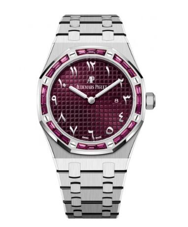 Audemars Piguet Royal Oak 67656 Quartz White Gold Garnets Purple Replica Watch 67656BC.GR.1261BC.01