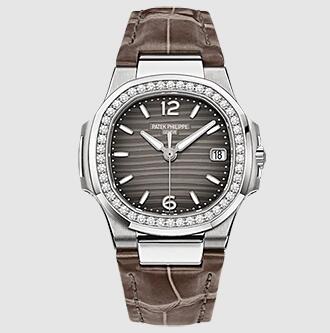 Patek Philippe Nautilus 7010 White Gold Smoke Gray Strap Replica Watch 7010G-012