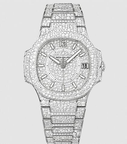 Patek Philippe Nautilus 7021 White Gold Diamond Replica Watch 7021/1G-001