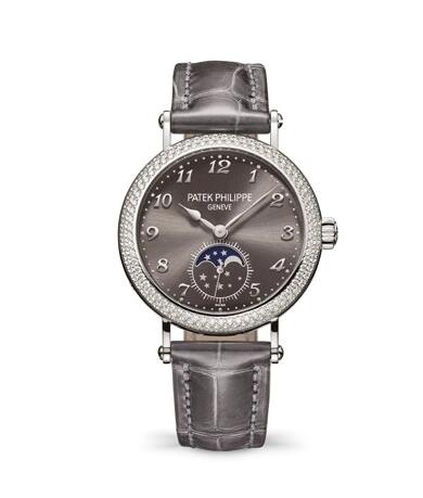 Patek Philippe Moonphase 7121 White Gold Diamond Grey Replica Watch 7121/200G-010