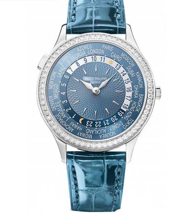 Patek Philippe Complications World Time Automatic Diamond Blue Dial Watch 7130G-014 Replica Watch