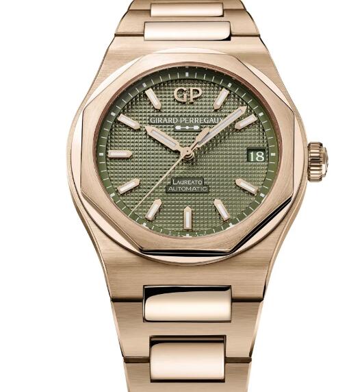 GIRARD-PERREGAUX Laureato 42 mm Pink Gold Sage Green Replica Watch 81010-52-3333-1CM