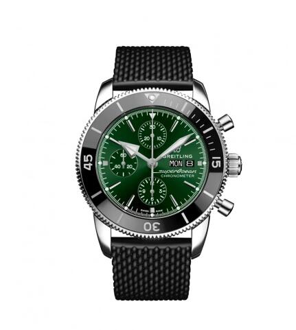 Breitling Superocean Heritage II Chronograph 44 Stainless Steel Green Rubber eplica Watch A13313121L1S1