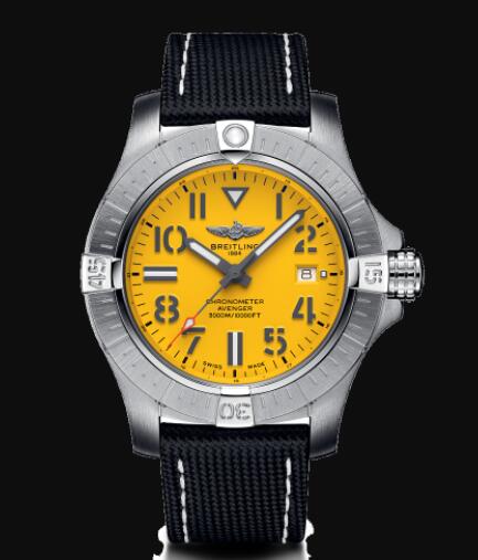Breitling Avenger Automatic 45 Seawolf Stainless Steel Yellow eComm Exclusive Replica Watch A17319101I2X1