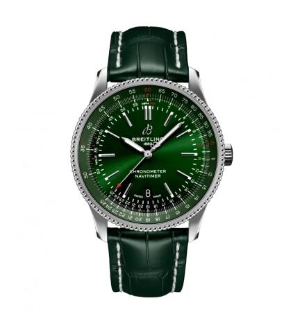 Breitling Navitimer Automatic 41 Automatic Stainless Steel Green Alligator Folding Replica Watch A17326361L1P2