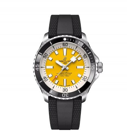 Breitling SuperOcean Automatic 42 Stainless Steel Yellow Rubber Replica Watch A17375211I1S1