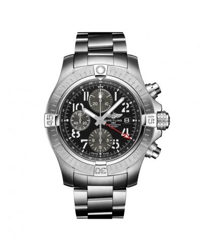 Breitling Avenger Chronograph GMT 45 Stainless Steel Black Bracelet Replica Watch A24315101B1A1