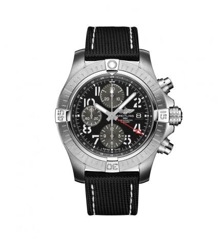 Breitling Avenger Chronograph GMT 45 Stainless Steel Black Strap Pin Replica Watch A24315101B1X1