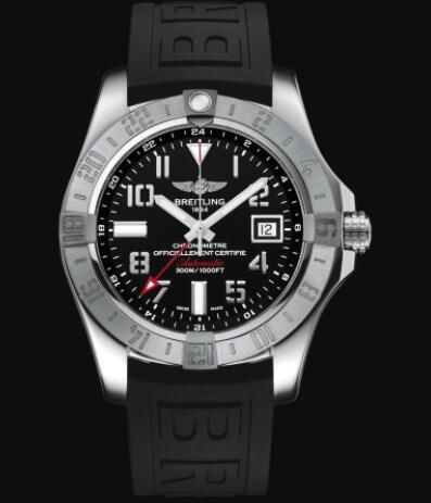 Breitling Avenger II GMT Stainless Steel Volcano Black Rubber Folding Replica Watch A32390111B2S1