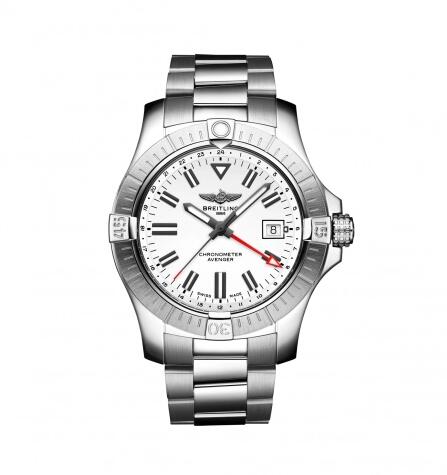 Breitling Avenger Automatic GMT 43 Stainless Steel White Bracelet Replica Watch A32397101A1A1