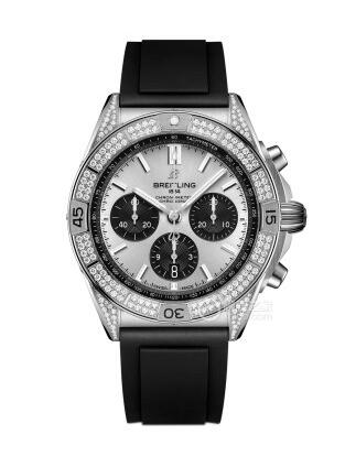 Breitling Chronomat B01 42 Stainless Steel Diamond Silver Rubber Replica Watch AB0134721G1S1