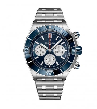 Breitling Super Chronomat B01 44 Stainless Steel Blue Rouleaux Replica Watch AB0136161C1A1