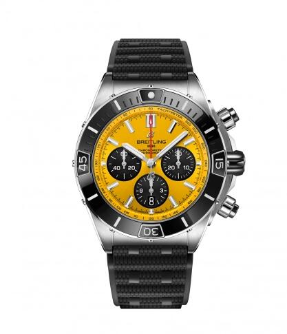 Breitling Super Chronomat B01 44 Stainless Steel Yellow Rubber Replica Watch AB01364A1I1S1