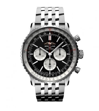 2022 Breitling Navitimer B01 Chronograph 46 Stainless Steel Black Bracelet Replica Watch AB0137211B1A1