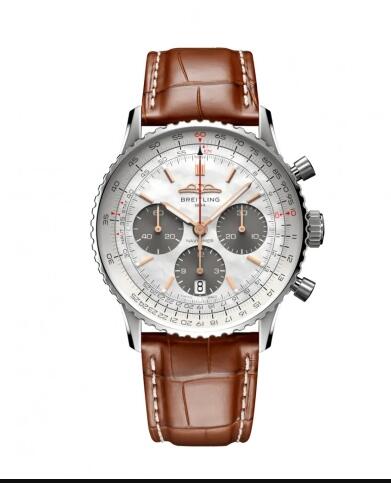 Breitling Navitimer B01 Chronograph 41 Stainless Steel MOP Japan Alligator Replica Watch AB0139211A1P1