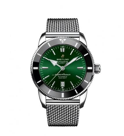 Breitling Superocean Heritage II 46 Stainless Steel Green Bracelet Replica Watch AB2020121L1A1
