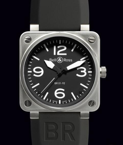 Bell & Ross Replica Watch BR 01-92 Steel AVIATION BR0192-BL-ST Steel - Rubber Bracelet