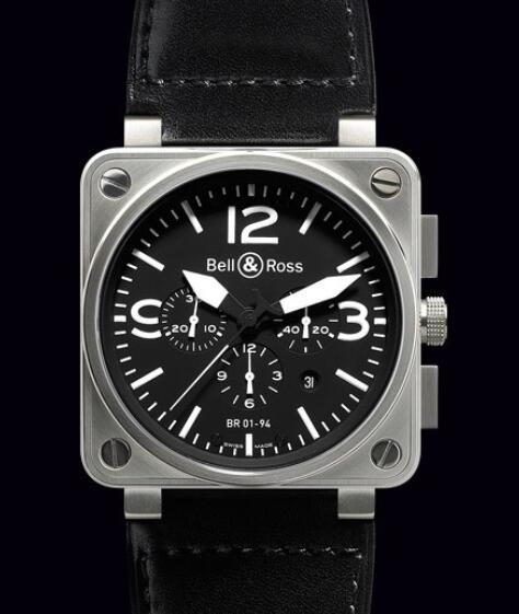 Bell & Ross Replica Watch BR 01-94 Steel AVIATION BR0194-BL-ST Steel - Calfskin Leather Strap