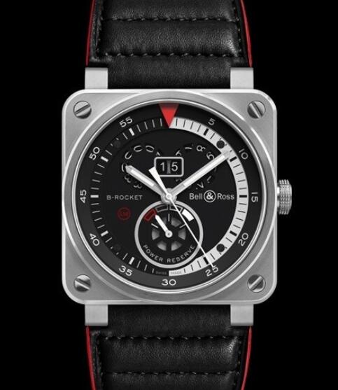 Bell & Ross Replica Watch BR 03-90 B-ROCKET AVIATION BR0390-B-ROCKET Steel - Leather Bracelet