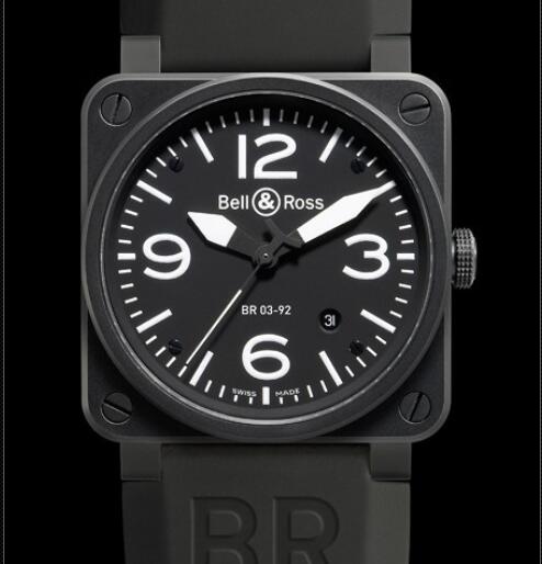 Bell & Ross Replica Watch BR 03-92 Carbon AVIATION BR0392-BL-CA Matte Black PVD Steel