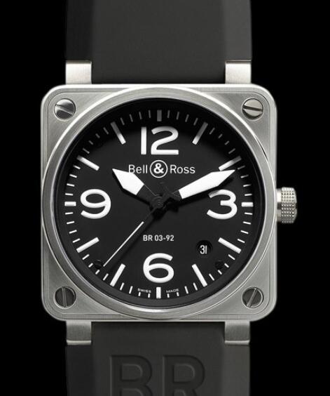 Bell & Ross Replica Watch BR 03-92 Steel AVIATION BR0392-BL-ST Steel - Rubber Bracelet