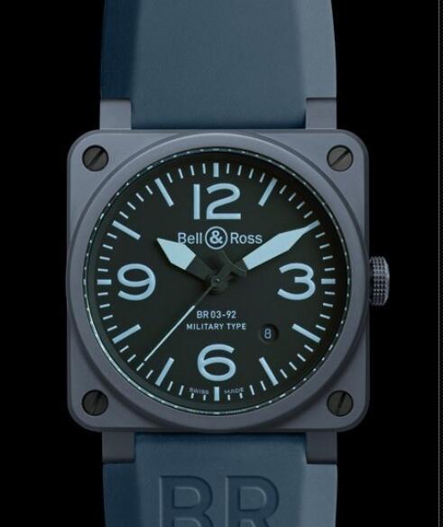 Bell & Ross Replica Watch BR 03-92 Blue Ceramic AVIATION BR0392-CERAM-BLUE Blue Ceramic - Rubber Strap