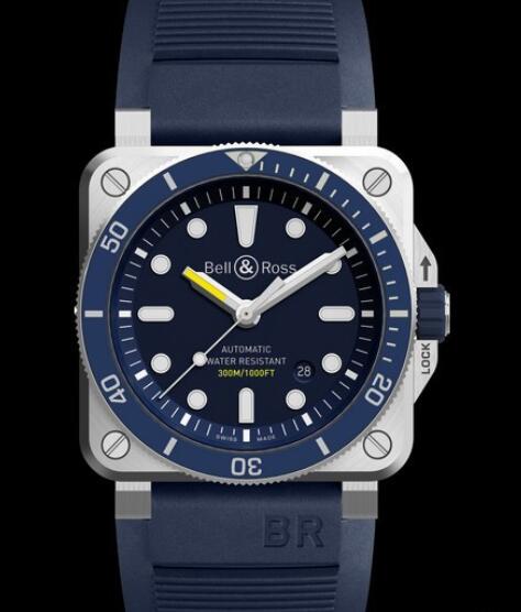 Bell & Ross INSTRUMENTS Replica Watch BR03-92 Diver Blue BR0392-D-BU-ST/SRB Steel - Blue Dial - Rubber Strap