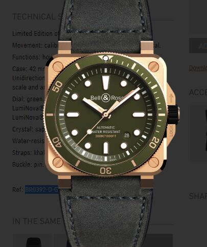 Replica Bell and Ross Watch BR 03-92 DIVER GREEN BRONZE BR0392-D-G-BR/SCA