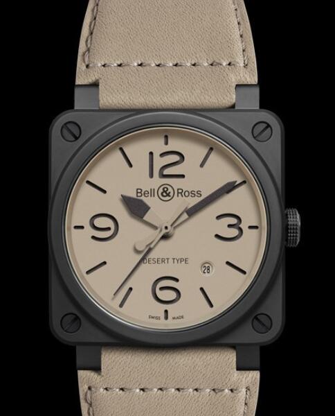 Bell & Ross Replica Watch BR 03-92 Desert Type AVIATION BR0392-DESERT-CE Ceramic - Leather Strap