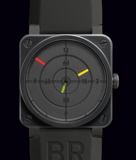 Bell & Ross Replica Watch BR 03 Radar AVIATION BR0392-RADAR Black PVD Steel - Rubber Strap