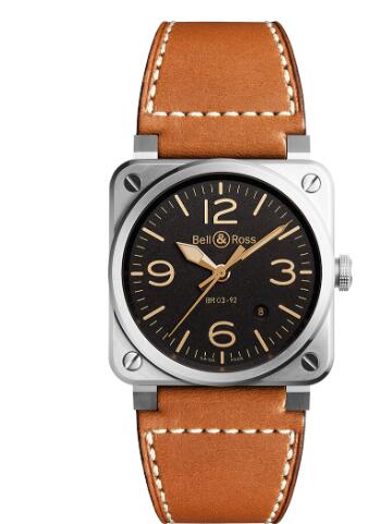 Bell & Ross Replica Watch BR 03-92 Golden Heritage AVIATION BR0392-ST-G-HE/SCA Steel - Leather Bracelet