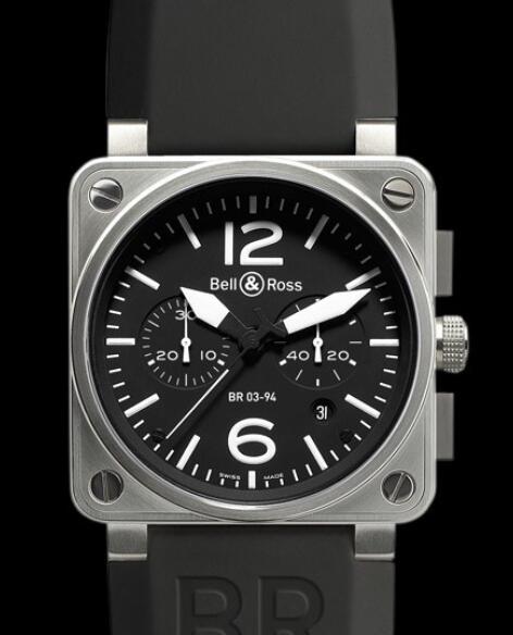 Bell & Ross Replica Watch BR 03-94 Steel AVIATION BR0394-BL-ST Steel - Rubber Bracelet