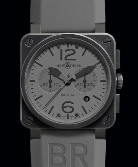 Bell & Ross Replica Watch BR 03-94 Commando AVIATION BR0394-COMMANDO Black PVD Steel - Rubber Strap