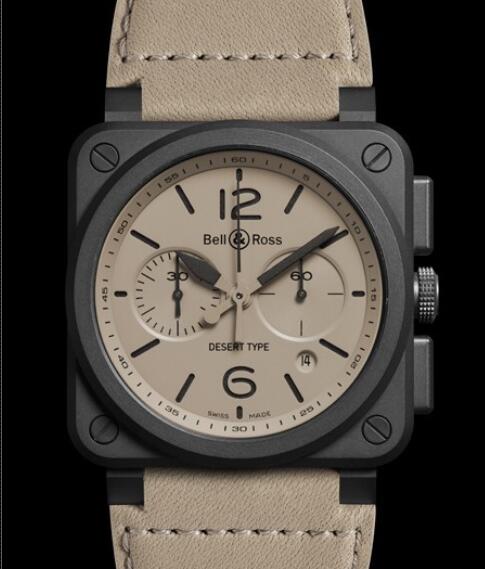 Bell & Ross Replica Watch BR 03-94 Desert Type AVIATION BR0394-DESERT-CE Ceramic - Leather Strap