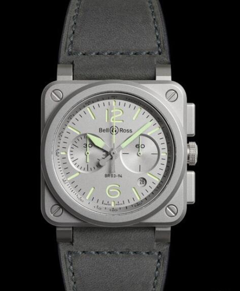 Bell & Ross INSTRUMENTS Replica Watch BR 03-94 Horolum BR0394-GR-ST/SCA Microblasted Steel - Calfskin Strap