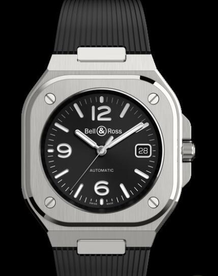 Bell & Ross INSTRUMENTS Replica Watch BR05 Black Steel BR05A-BL-ST/SRB Satin-Polished Steel - Black Dial - Strap Rubber
